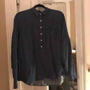 LAST CHANCE WILL BE DONATED Navy Dot Button Down